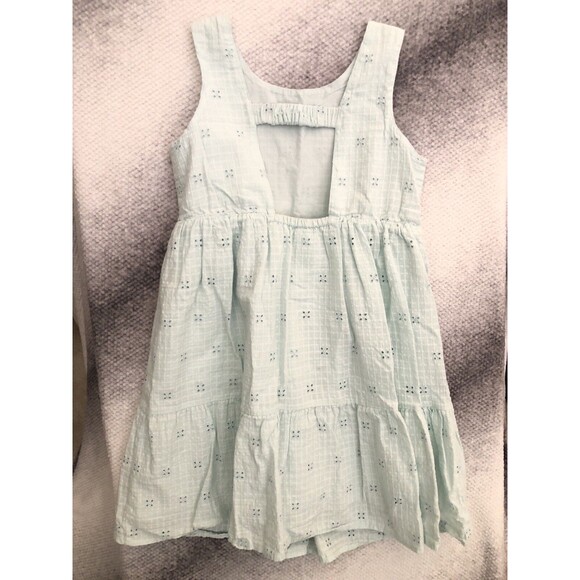Cat & Jack Girls XL 14 Sleeveless Eyelet Dress Light Blue Cotton Summer Sundress - Picture 3 of 6